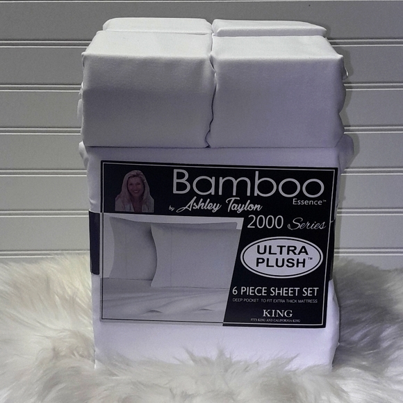 Bamboo Essence King Size White 6 Piece Sheet Set - Picture 2 of 10